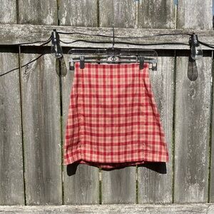 Brandy Melville Plaid Red Skirt